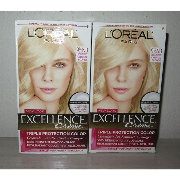 L'Oreal Paris Excellence Creme 3XProtection Color 9.5 Lt Natural Blonde Lot of 2 - Picture 1 of 4